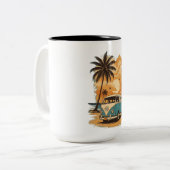  VW Bus Koffie Mok – Retro Beach Sunset Van (Voorkant links)