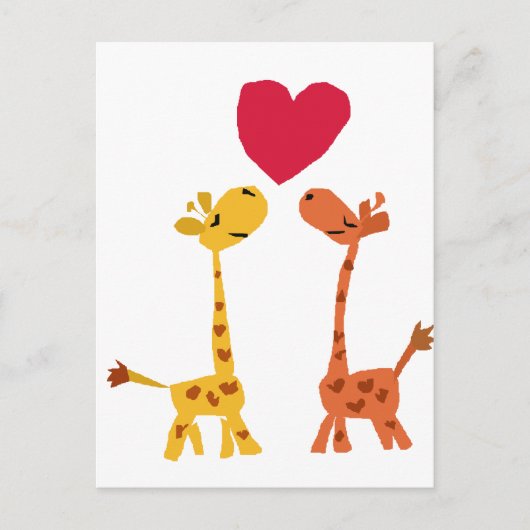 VW- Funny Giraffe Love Cartoon Briefkaart (Voorkant)