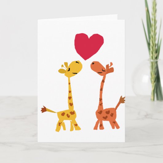 VW- Funny Giraffe Love Cartoon Kaart (Voorkant)