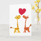 VW- Funny Giraffe Love Cartoon Kaart (Gele Bloem)