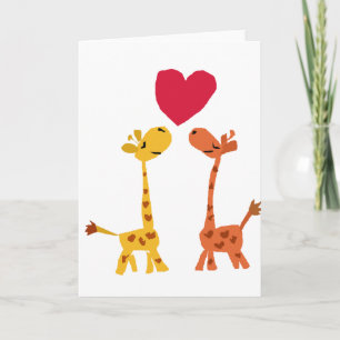 VW- Funny Giraffe Love Cartoon Kaart