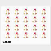 VW- Funny Giraffe Love Cartoon Ronde Sticker (Vel)