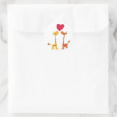 VW- Funny Giraffe Love Cartoon Ronde Sticker (Tas)