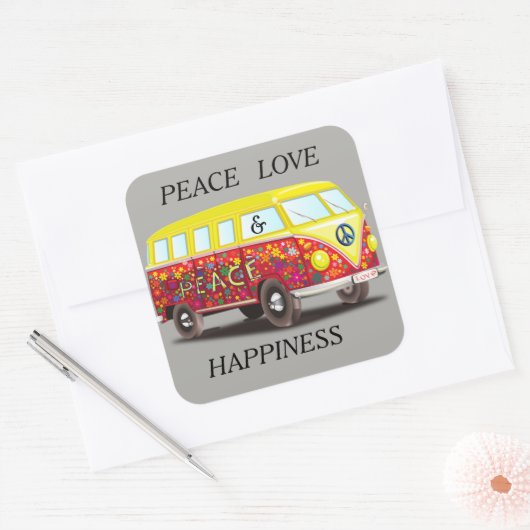 VWBus Vierkante Sticker (Envelop)