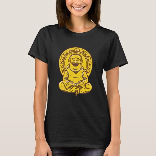VXL Buddha Monk Namaste Praying Pray Laugh Buddhis T-shirt (Voorkant)