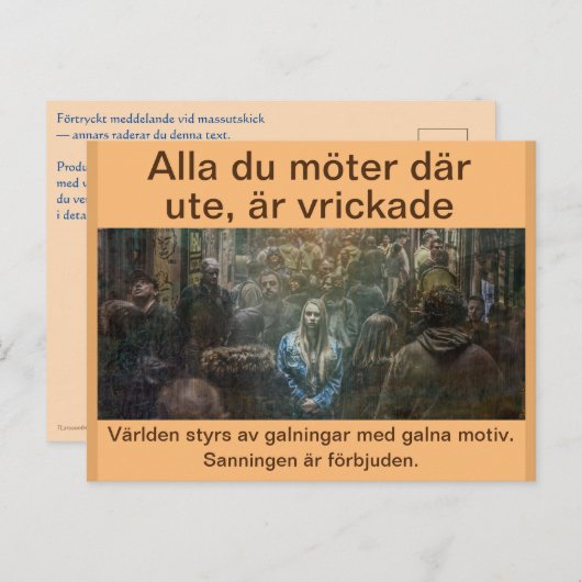 Vykort — Alla är vrickade Briefkaart (Voorkant / Achterkant)