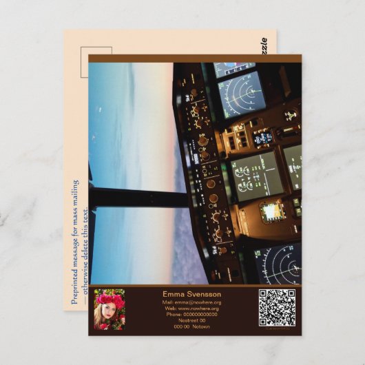 Vykort — Connect, Airplane Briefkaart (Voorkant / Achterkant)