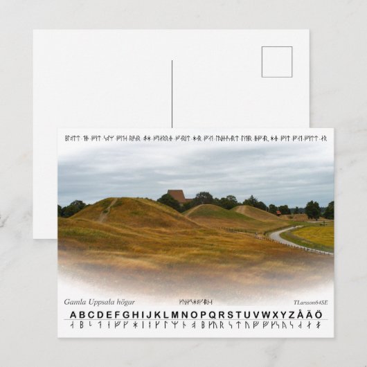 Vykort — Kungshögarna + runalfabetet Briefkaart (Voorkant / Achterkant)