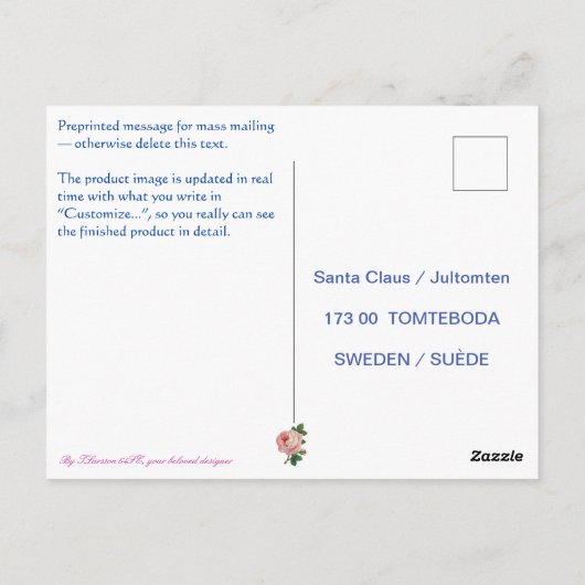 Vykort — Romance Briefkaart (Achterkant)