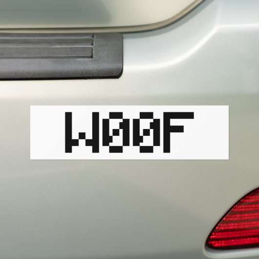 W00F [Dierengeluiden in leetspreken] Bumpersticker (Op auto)