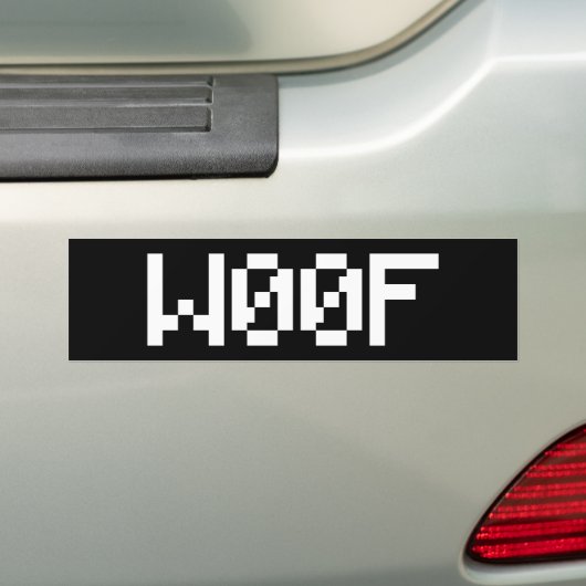 W00F [Dierengeluiden in leetspreken] Bumpersticker (Op auto)