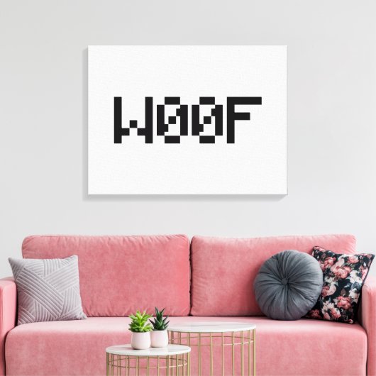 W00F [Dierengeluiden in leetspreken] Canvas Afdruk (Insitu (Woonkamer))