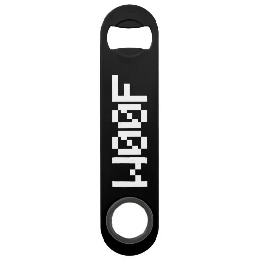 W00F [Dierengeluiden in leetspreken] Speed Flessenopener (Achterkant)