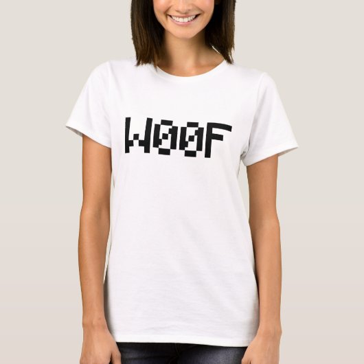 W00F [Dierengeluiden in leetspreken] T-shirt (Voorkant)