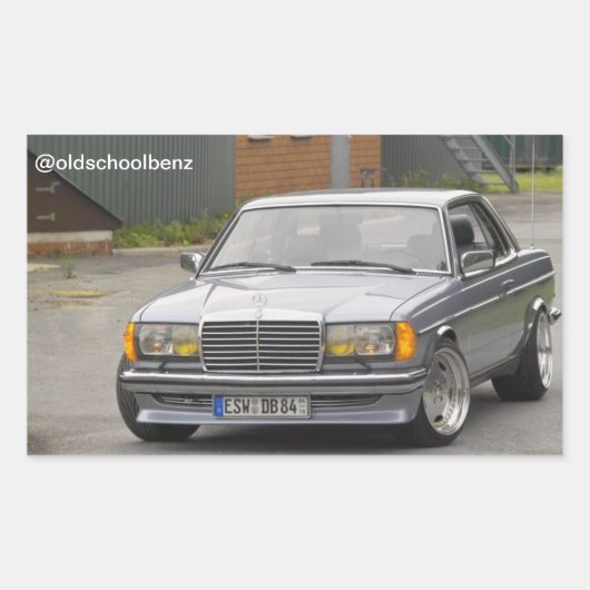 W123 C123 Coupe Mercedes Benz Rechthoekige Sticker (Voorkant)