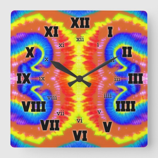 W2: Slangen. - Stropdas-kleurstof (Q) | Vierkante Klok (Voorkant)