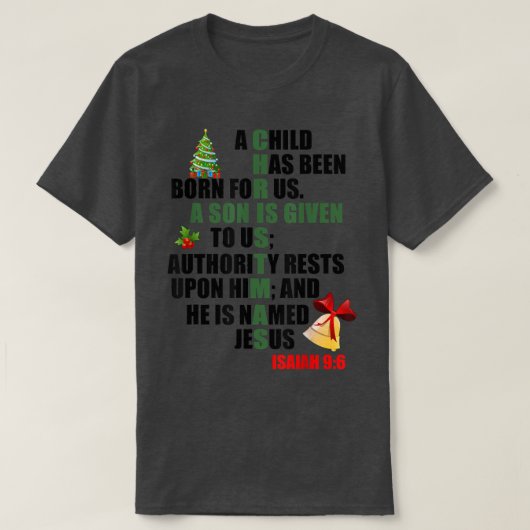 w460 Merry Xmas Christmas Tree Christian Bible Isa T-shirt (Design voorkant)