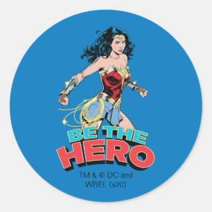W84   Be-the-Hero Wonder Woman Retro Comic Art Ronde Sticker