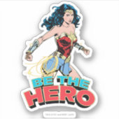 W84 | Be-the-Hero Wonder Woman Retro Comic Art Sticker (Voorkant)