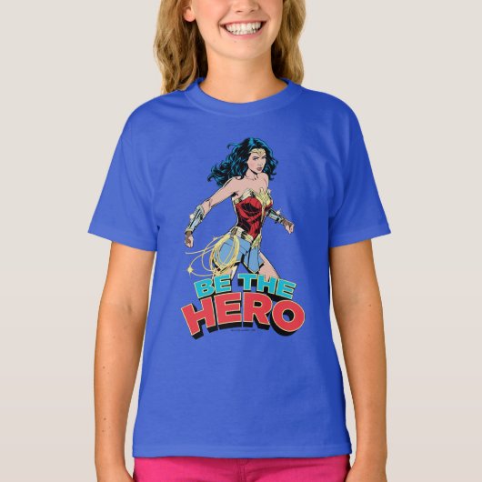 W84 | Be-the-Hero Wonder Woman Retro Comic Art T-shirt (Voorkant)
