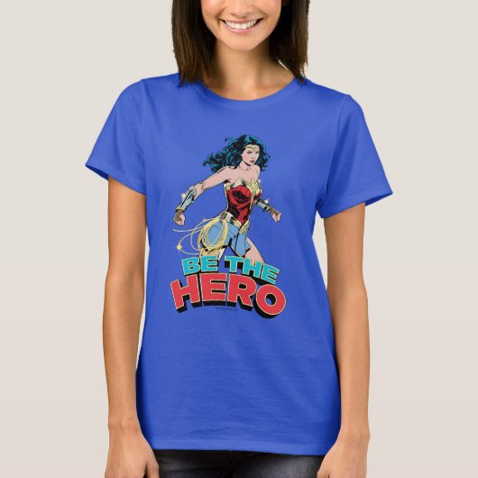 W84 | Be-the-Hero Wonder Woman Retro Comic Art T-shirt (Voorkant)