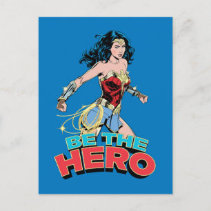 W84 Be-the-Hero Wonder Woman Retro Comic Art Uitnodiging Briefkaart