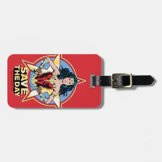 W84 | Bespaar de dag waarop de Wonder Woman Retro Bagagelabel (Voorkant horizontaal)