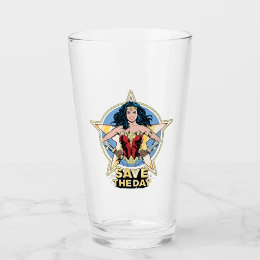 W84 | Bespaar de dag waarop de Wonder Woman Retro  Glas (Voorkant)