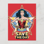 W84 | Bespaar de dag waarop de Wonder Woman Retro  Uitnodiging Briefkaart (Voorkant)