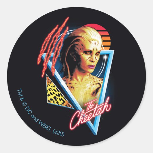 W84 | De Cheetah Retrowave-code Ronde Sticker (Voorkant)