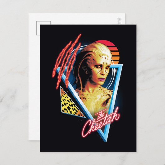 W84 | De Cheetah Retrowave-code Uitnodiging Briefkaart (Voorkant / Achterkant)