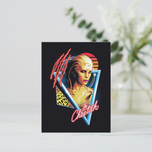 W84 | De Cheetah Retrowave-code Uitnodiging Briefkaart (Staand voorkant)