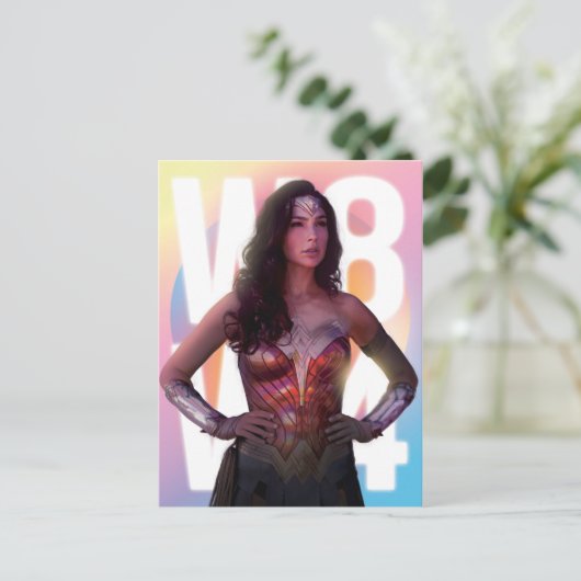 W84 | Lo Fi Pastel Rainbow Wonder Woman Foto Uitnodiging Briefkaart (Staand voorkant)