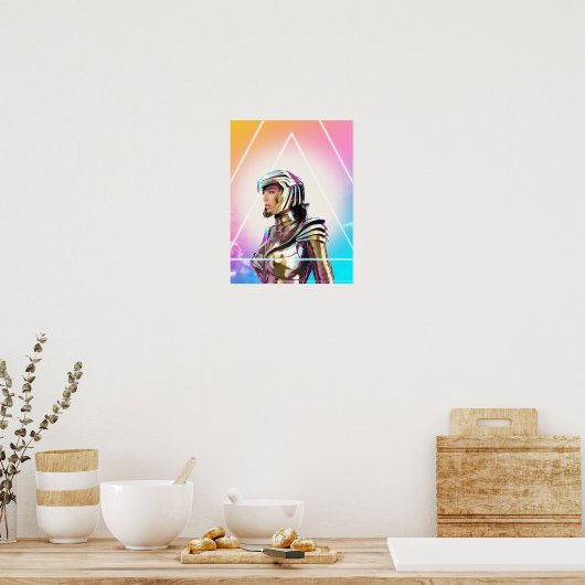 W84 | Lo Fi Wonder Woman Golden Armor Portret Poster (Keuken)