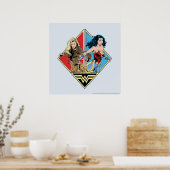 W84 | Retro Comic Barbara Minerva en Wonder Woman Poster (Keuken)