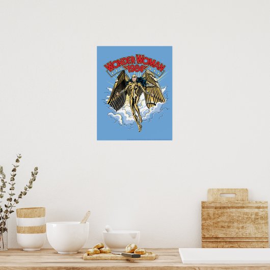 W84 | Retro Comic Gold Armor Wonder Woman Poster (Keuken)