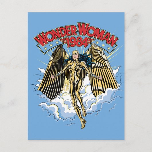 W84 | Retro Comic Gold Armor Wonder Woman Uitnodiging Briefkaart (Voorkant)