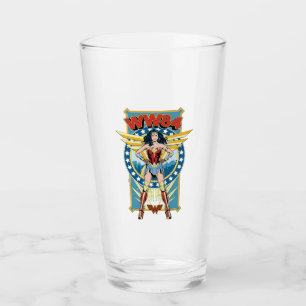 W84   Retro Comic Wonder Woman Character Badge Glas