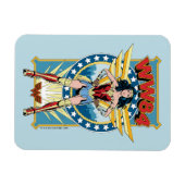 W84 | Retro Comic Wonder Woman Character Badge Magneet (Horizontaal)