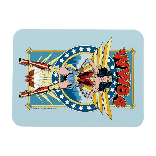 W84 | Retro Comic Wonder Woman Character Badge Magneet (Horizontaal)