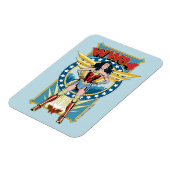 W84 | Retro Comic Wonder Woman Character Badge Magneet (Linkerzijde)