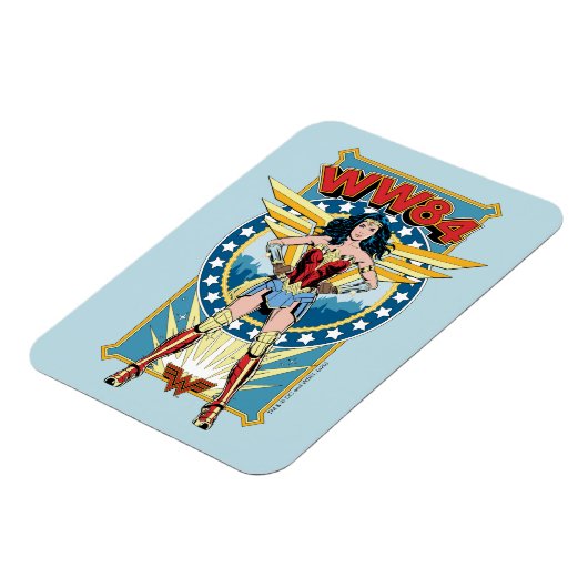 W84 | Retro Comic Wonder Woman Character Badge Magneet (Linkerzijde)