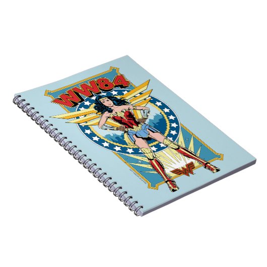 W84 | Retro Comic Wonder Woman Character Badge Notitieboek (Rechterzijde)