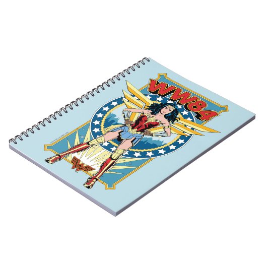 W84 | Retro Comic Wonder Woman Character Badge Notitieboek (Linkerzijde)