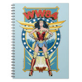 W84 | Retro Comic Wonder Woman Character Badge Notitieboek (Voorkant)