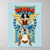 W84 | Retro Comic Wonder Woman Character Badge Poster (Voorkant)