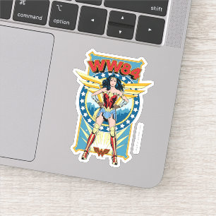W84   Retro Comic Wonder Woman Character Badge Sticker