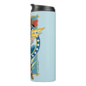 W84 | Retro Comic Wonder Woman Character Badge Thermosbeker (Geroteerd rechts)