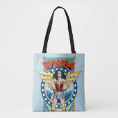 W84 | Retro Comic Wonder Woman Character Badge Tote Bag (Voorkant)