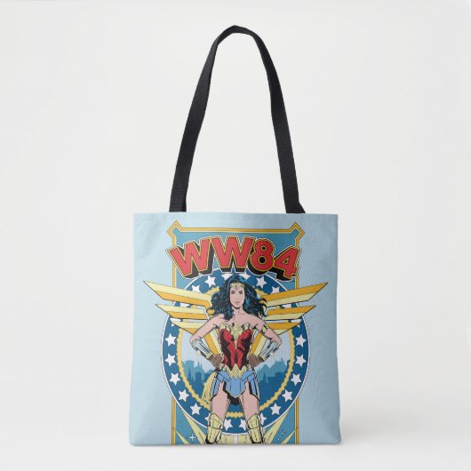 W84 | Retro Comic Wonder Woman Character Badge Tote Bag (Voorkant)